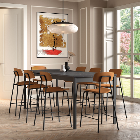 Tabouret snack de style vintage en tissu fabriqué en Belgique de couleur grise - BarLazio