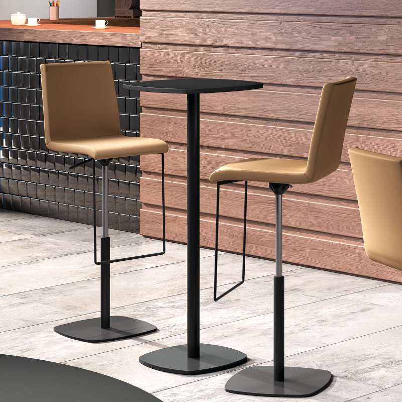 Table snack de cuisine carrée aux bords arrondis avec pied central - Circa