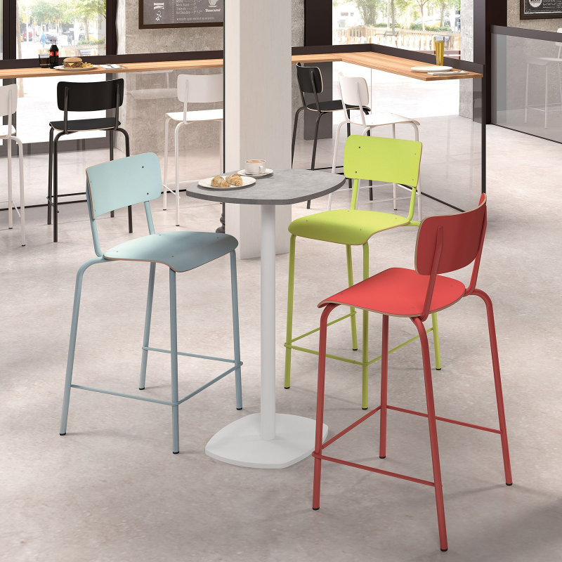 Table snack de cuisine carrée aux bords arrondis avec pied central - Circa