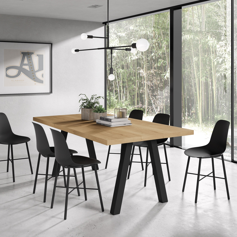 Table de salle à manger moderne en stratifié et métal - Queen