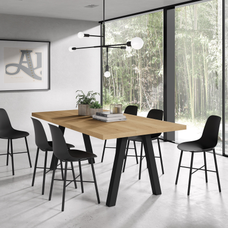 Table de salle à manger moderne en stratifié et métal - Queen