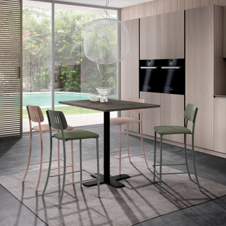 Petite table snack carrée en stratifié avec pied central en métal - Spinner