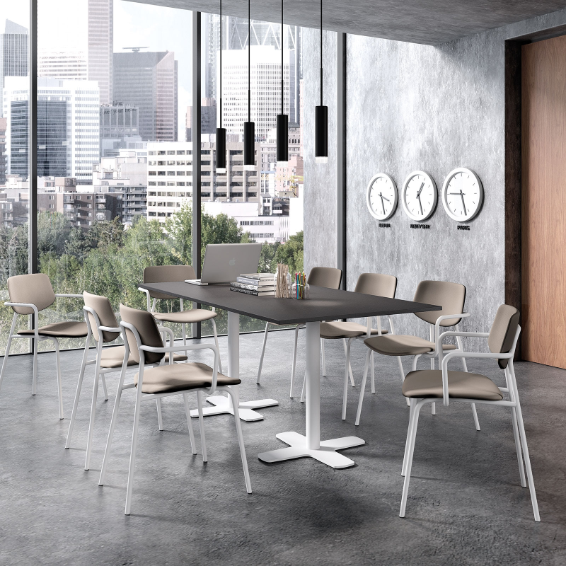 Table en stratifié rectangulaire avec deux pieds - Spinner 2