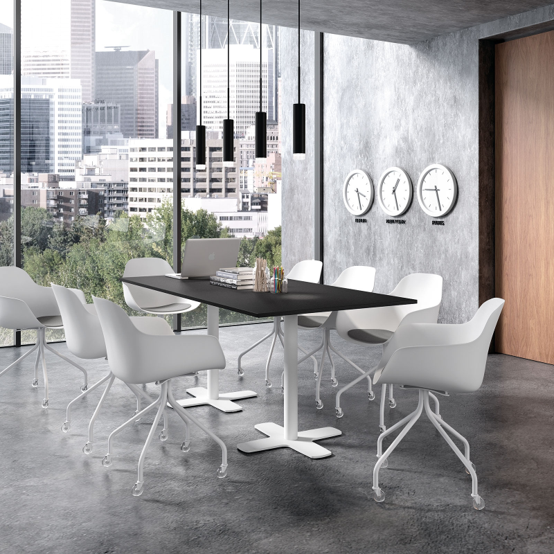 Table en stratifié rectangulaire avec deux pieds - Spinner 2