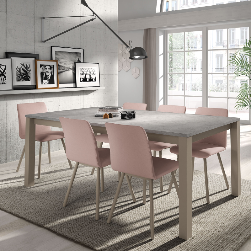 Table rectangulaire en stratifié et pieds métal fabrication belge - Verona