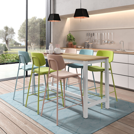 Table haute de cuisine hauteur 90 cm en stratifié et métal - Vienna