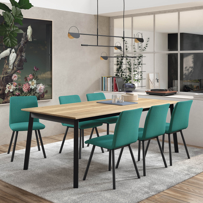 Table avec allonge en stratifié et métal - Victoria