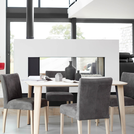 Chaise Mobitec en tissu gris et pieds en bois massif - Shanna