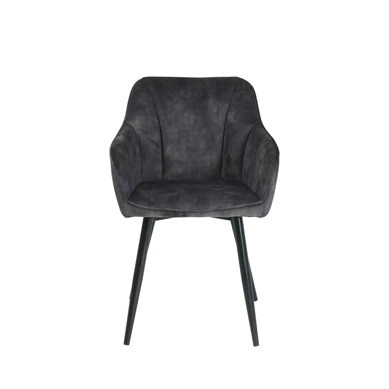 Fauteuil cosy en tissu anthracite avec pieds en métal - Lison