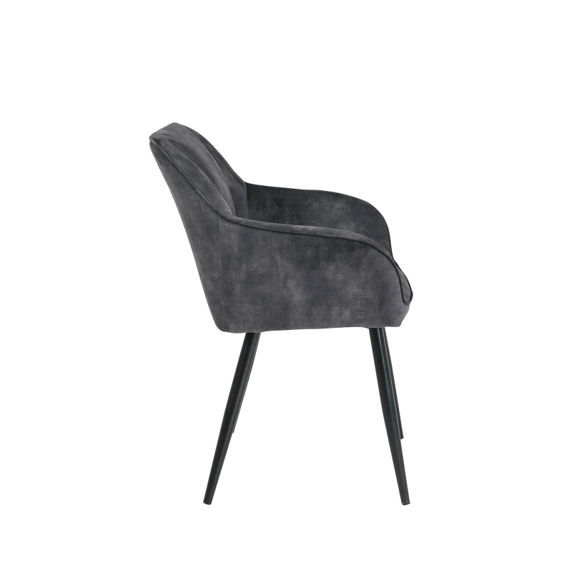 Fauteuil cosy en tissu anthracite avec pieds en métal - Lison