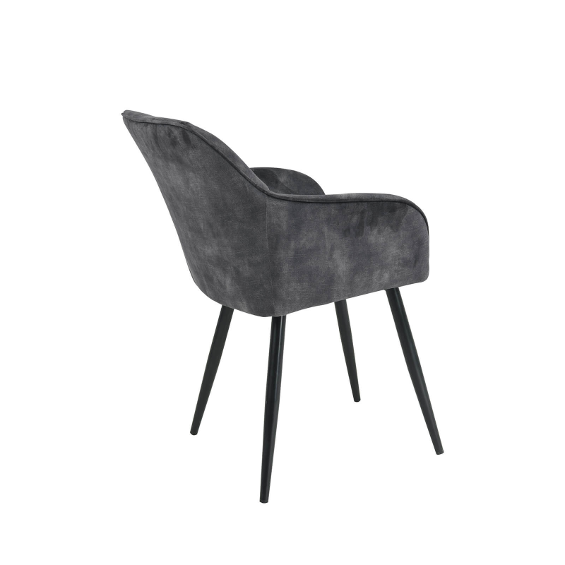 Fauteuil cosy en tissu anthracite avec pieds en métal - Lison