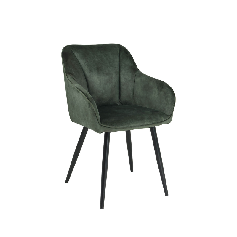 Fauteuil en tissu vert avec pieds en métal - Lison