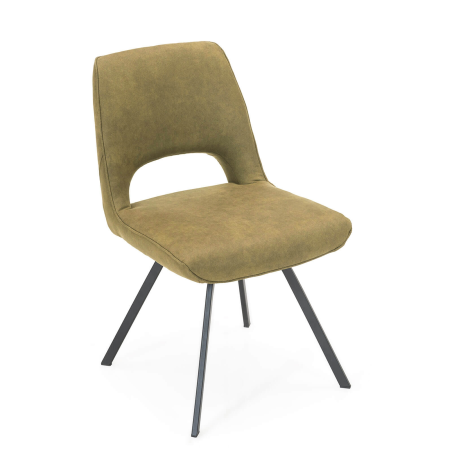 Chaise en tissu ocre avec pieds en métal noir - Hortense