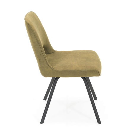 Chaise cosy en tissu ocre avec pieds en métal noir - Hortense