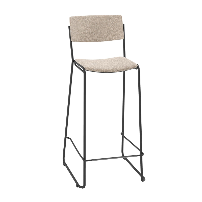 abouret de bar moderne et épuré en tissu pieds traîneau - Zoom