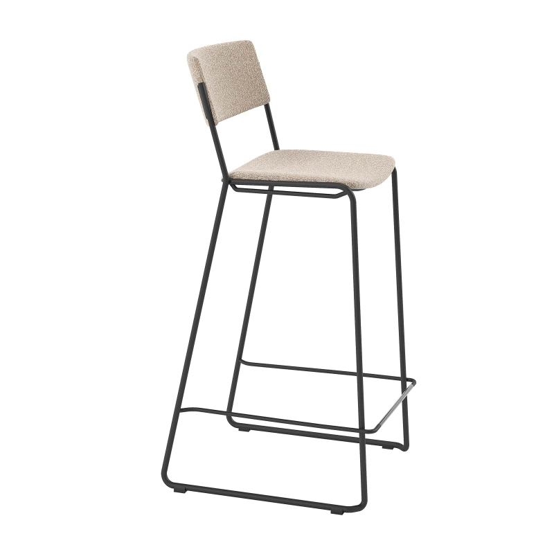 abouret de bar 80 cm moderne et épuré en tissu pieds traîneau - Zoom