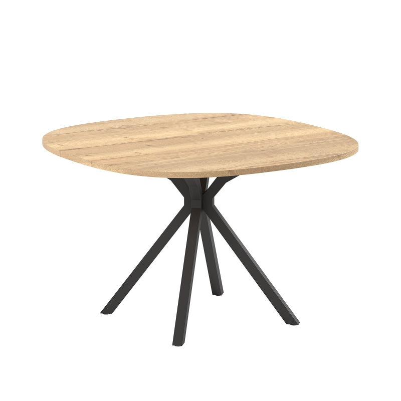 EP79 + HA84 - Table industrielle carrée avec bords arrondis en bois stratifié - Onyx