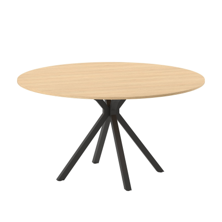 EP79 + ML81 - Table ronde style industriel en mélaminé et pieds en métal  - Onyx