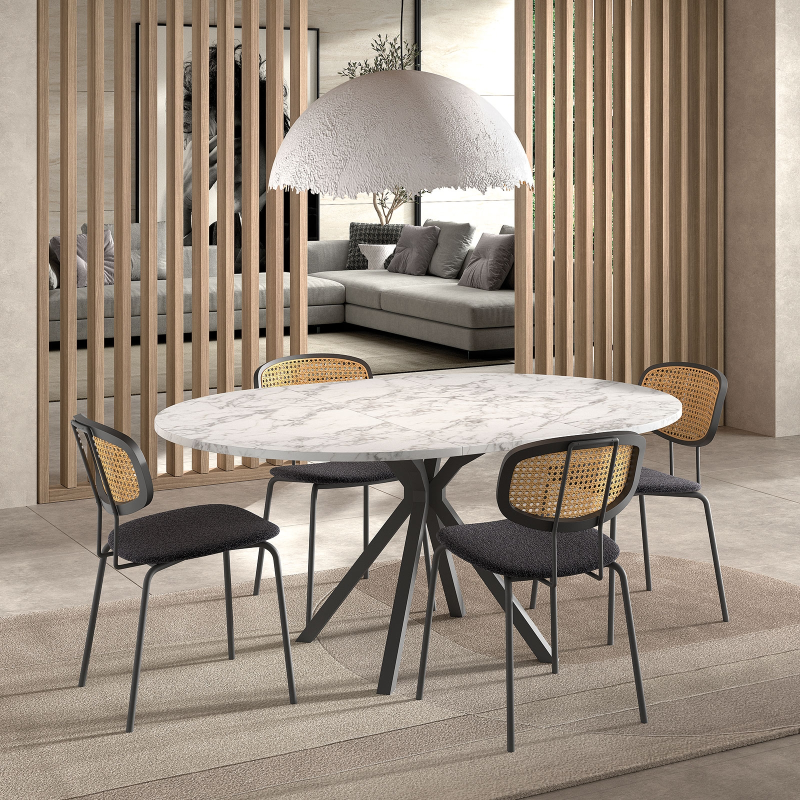 EP01 + HP98 / Ritmo EP01 + V400 + RN01 - Table ronde extensible et tendance en stratifié - Onyx