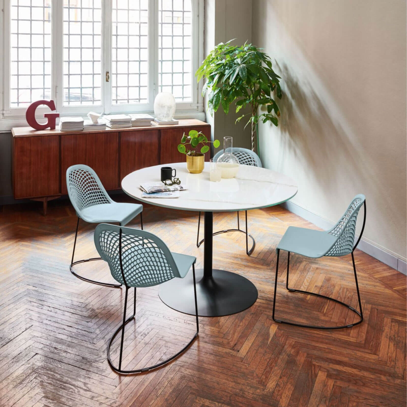 Table ronde pied central design en céramique et métal - Infinity Midj®