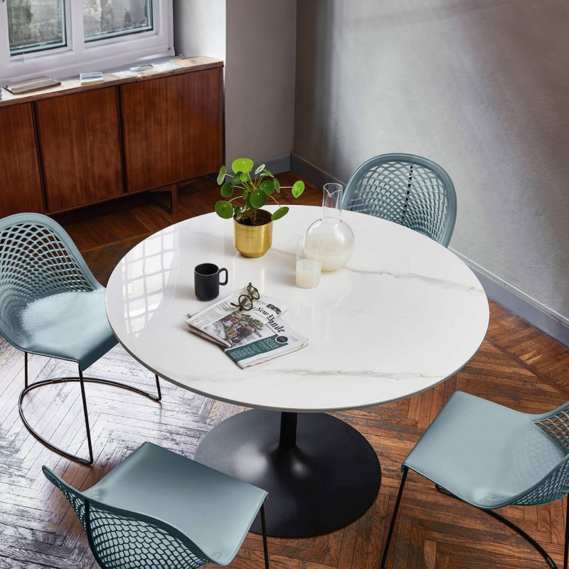 Table ronde pied central design en céramique et métal - Infinity Midj®