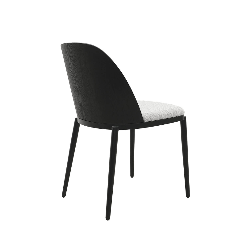 Chaise en tissu dossier bois avec pieds en métal - Simone