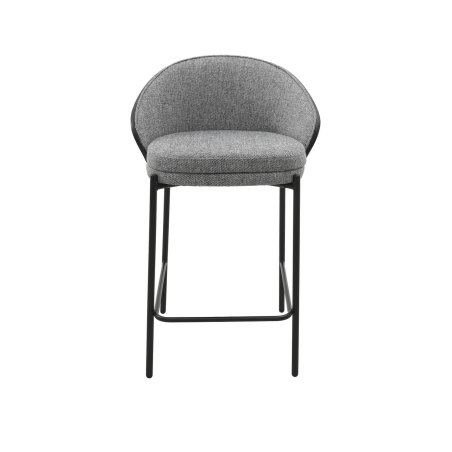 Tabouret gris avec dossier bois et pieds en métal - Sandro