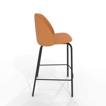 Tabouret snack cosy orange et noir en synthétique avec pieds en métal - Sofia
