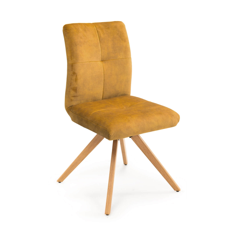 Chaise en tissu pivotante confortable avec pieds bois - Adèle