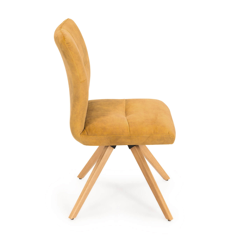 Chaise en tissu pivotante confortable avec pieds bois - Adèle
