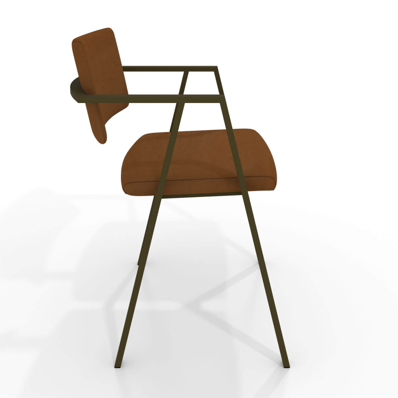 Chaise tendance en synthétique avec accoudoirs et pieds en métal - Bormio