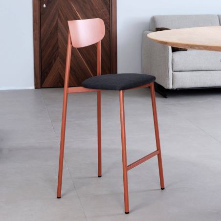 Tabouret snack français en métal avec assise en tissu - Colette Carrier®