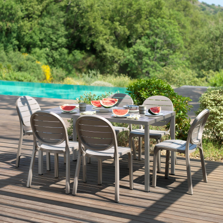 Table de jardin rectangulaire taupe réglable en hauteur fabriquée en Italie - Cube