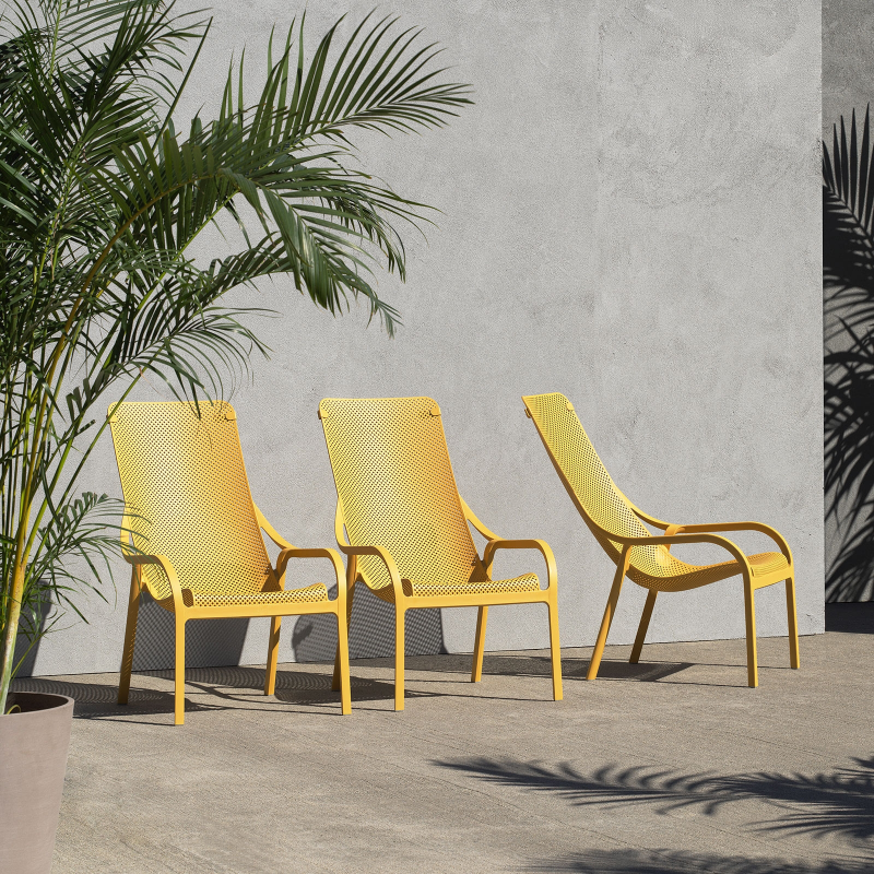 Fauteuil lounge de jardin en polypropylène recyclable empilable - Net Lounge