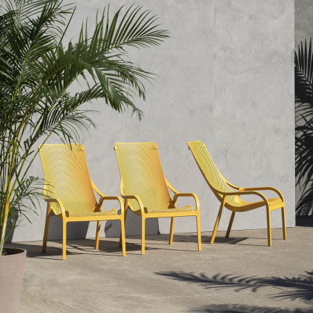 Fauteuil lounge de jardin en polypropylène recyclable empilable - Net Lounge