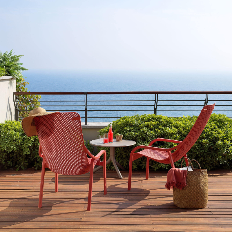 Fauteuil lounge de jardin en polypropylène recyclable empilable - Net Lounge