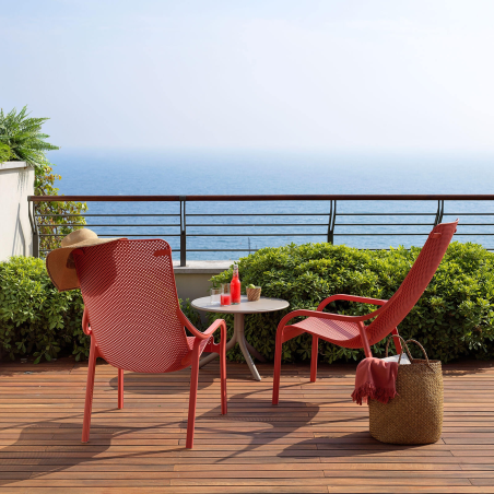 Fauteuil lounge de jardin en polypropylène recyclable empilable - Net Lounge