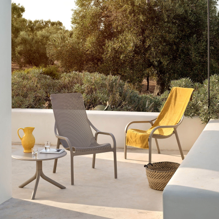 Fauteuil lounge de jardin en polypropylène recyclable empilable - Net Lounge