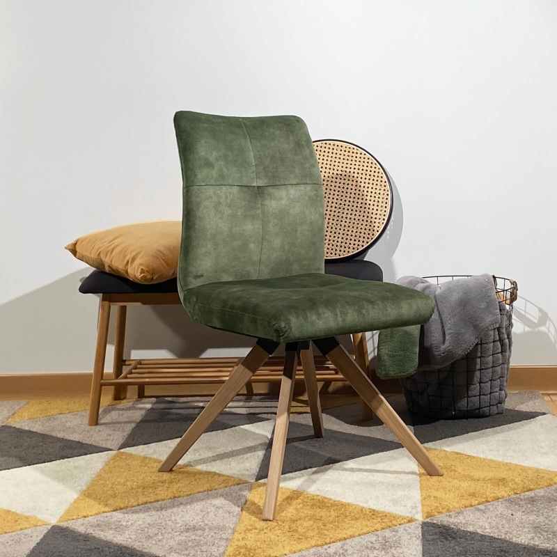 Chaise rotative confortable pieds bois - Adèle