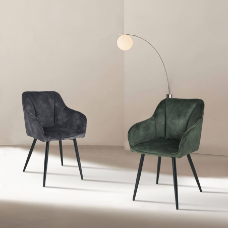 Fauteuil en tissu avec pieds en métal - Lison