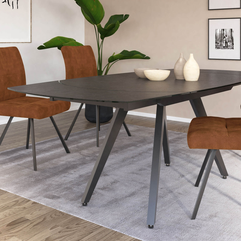 Table moderne extensible en céramique avec pieds en métal - Sofia