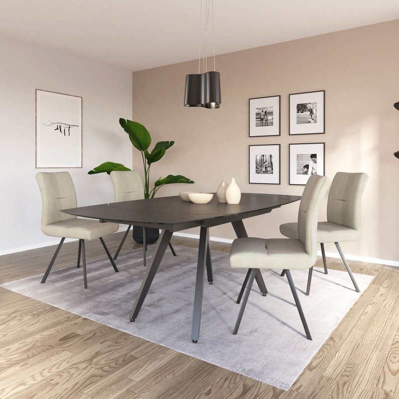 Table moderne extensible en céramique avec pieds en métal - Sofia