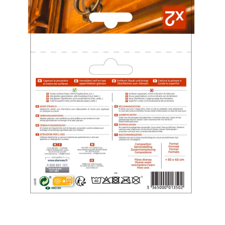 Lot de 2 chamoisines dépoussiérantes 40x50 cm - Starwax®)