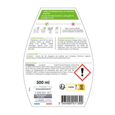 Lotion de soin nourrisante pour meuble en cuir Starwax® 500ml