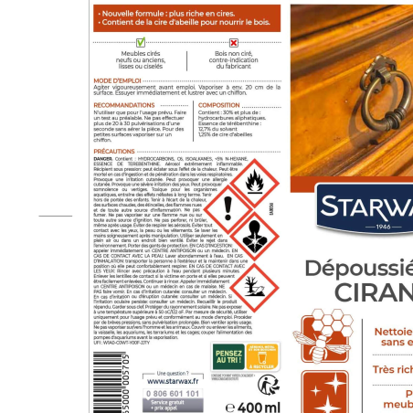 Nettoyant cirant dépoussiérant Starwax® 400ml