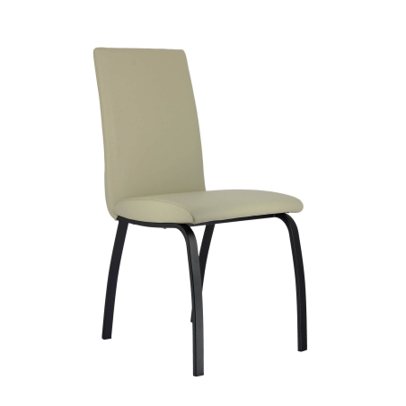 Chaise de salle à manger rembourrée beige avec pieds en métal - Darcy