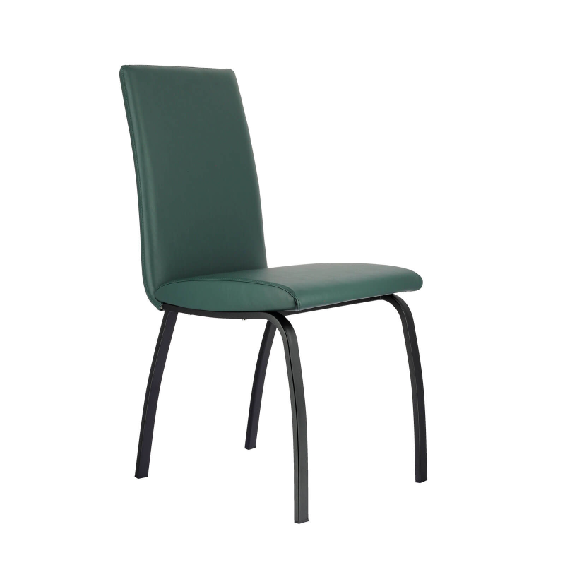 Chaise de salle à manger rembourrée verte avec pieds en métal - Darcy