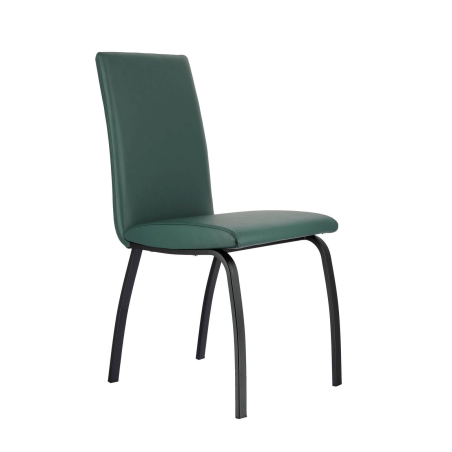 Chaise de salle à manger rembourrée verte avec pieds en métal - Darcy