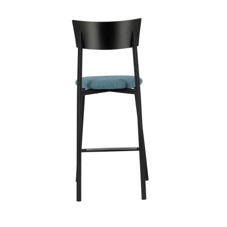 Tabouret snack français avec assise en tissu rembourrée et dossier métal - Anémone Carrier®
