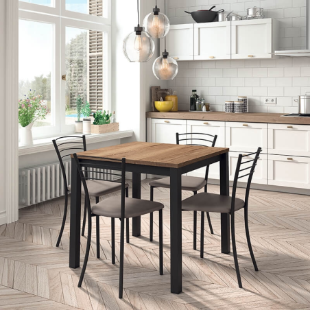 Table carrée extensible en stratifié pieds en métal - Vienna